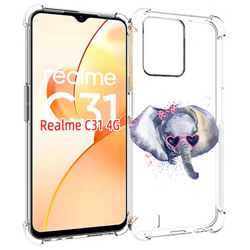 Чехол MyPads слоник в очках для OPPO Realme C31 задняя-панель-накладка-бампер чехол mypads слоник принц детский для oppo realme c31 задняя панель накладка бампер