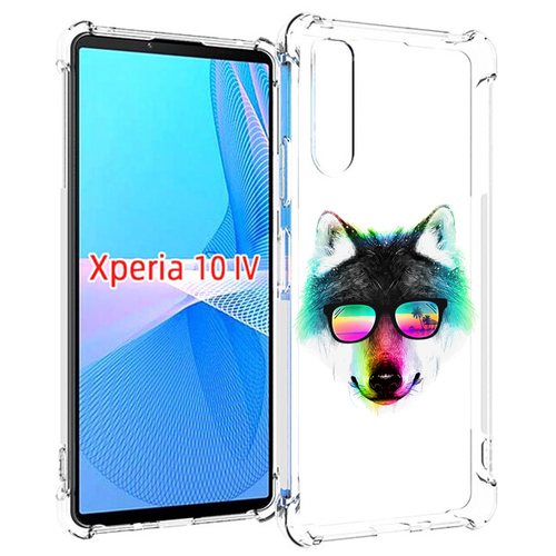 Чехол MyPads радужный волк для Sony Xperia 10 IV (10-4) задняя-панель-накладка-бампер