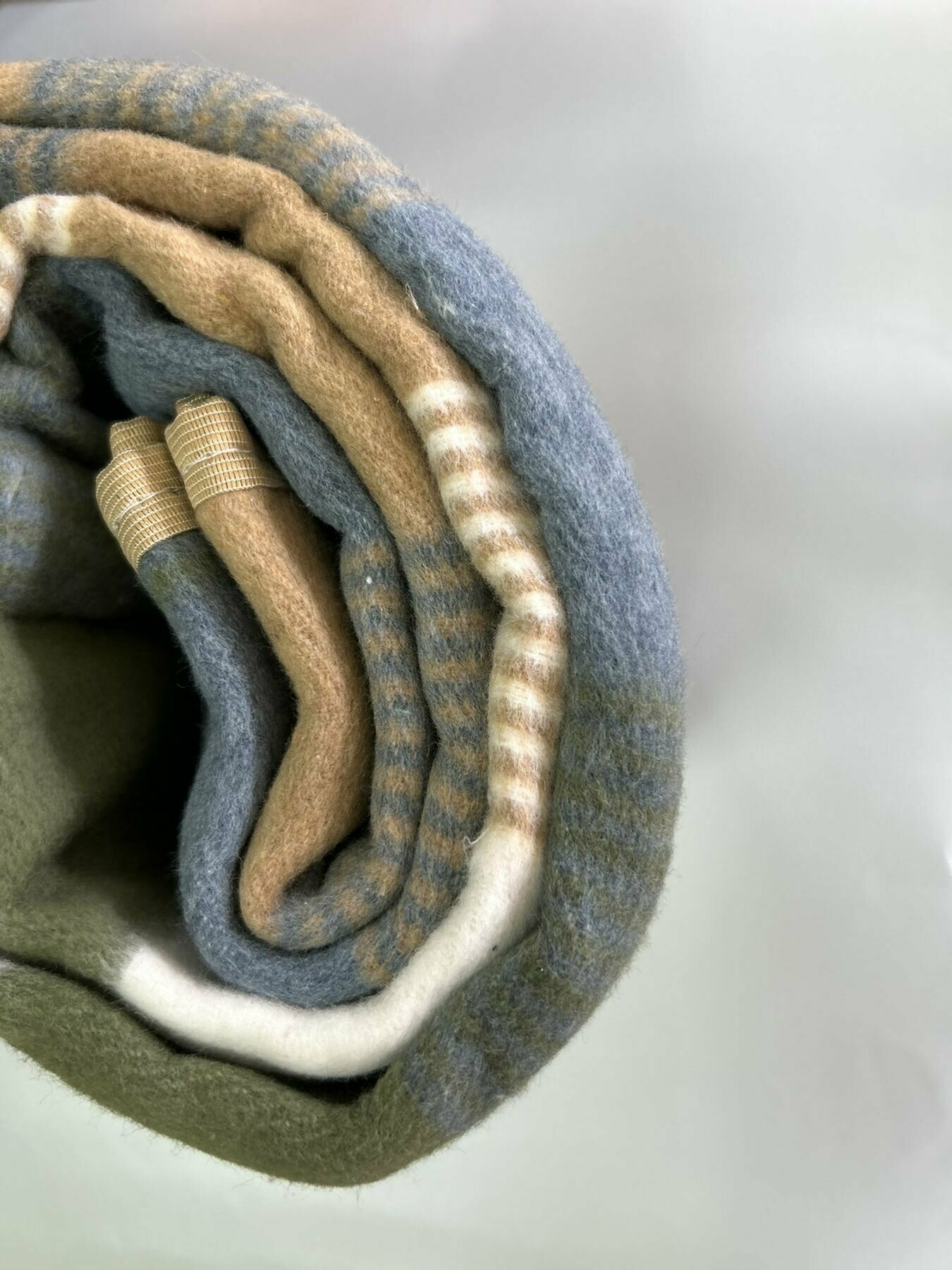 Одеяло байковое хлопок жаккард Полоска бежево-зеленая в канте 170х205 см - фотография № 10