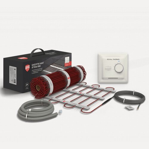Изображение товара Теплый пол электрический Royal Thermo EasyFix Mat RTEM 2-180-2,5, 2,5 м², 450 Вт, комплект с терморегулятором