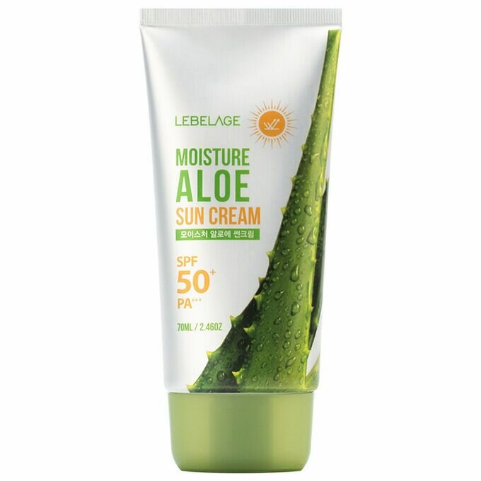 Крем для лица и тела солнцезащитный с алоэ, MOISTURE ALOE SUN CREAM SPF50+ PA+++, LEBELAGE, 70 мл