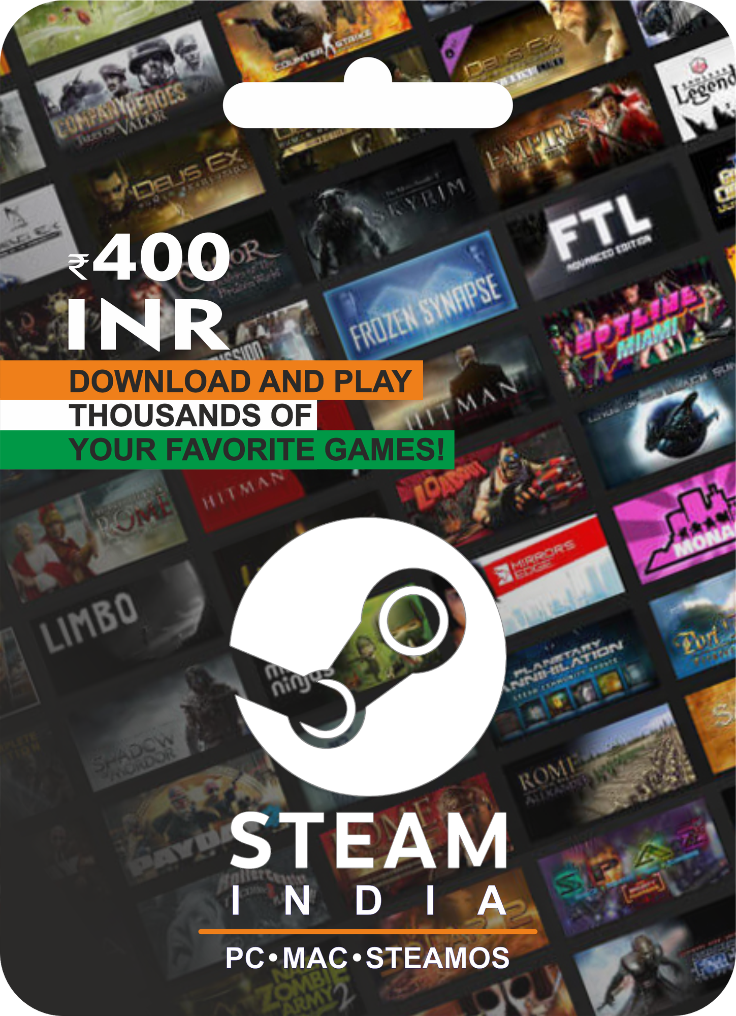 Подарочная карта Steam 400₹ Индия / Steam Gift Card 400₹ India