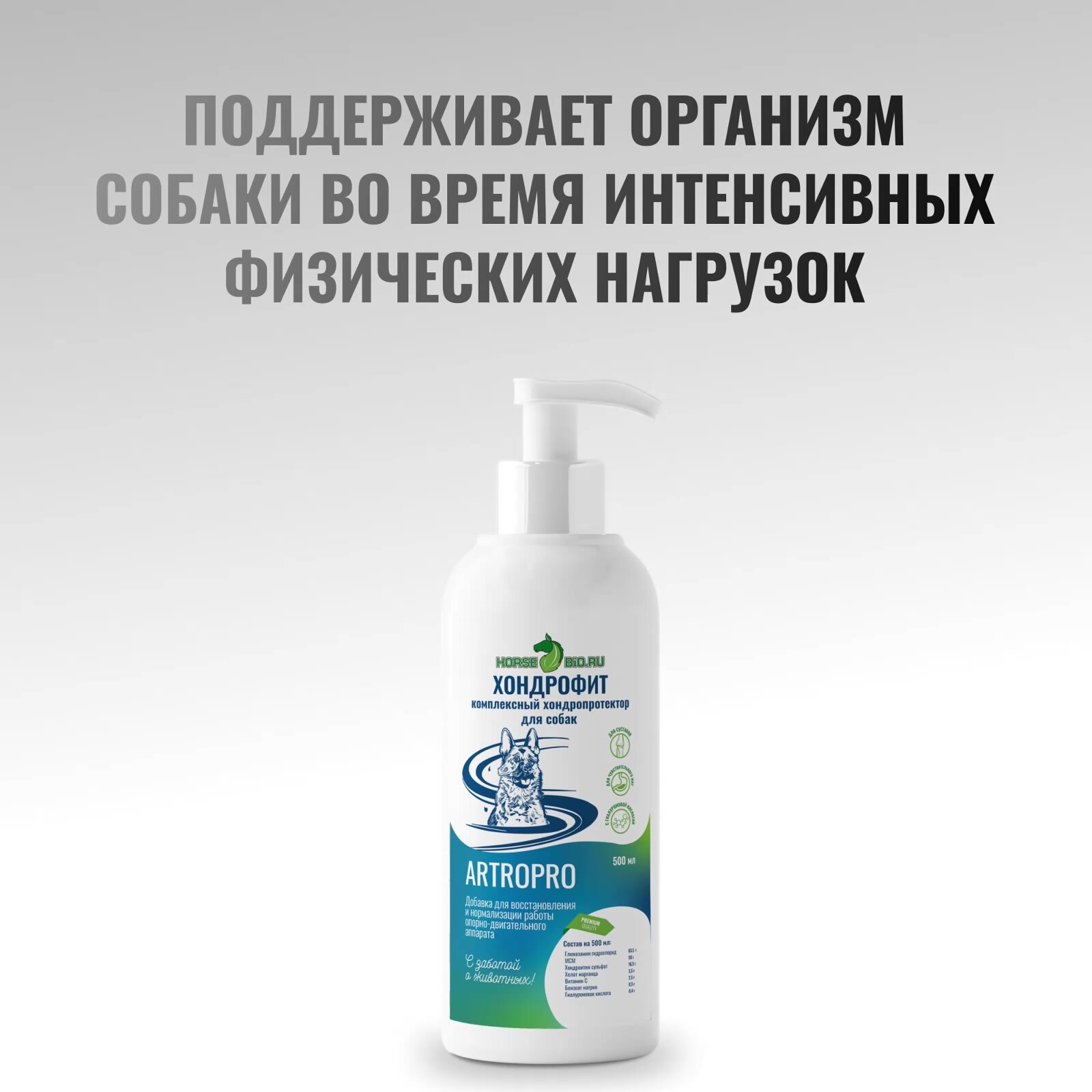 Хондропротектор хондрофит Horse-Bio ArtroPro для собак мелких и средних пород c чувствительным пищеварением, 500 мл — фото 1
