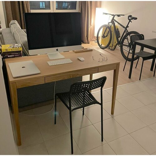 Письменный стол IMIR 100х50, с ящиком, в стиле лофт, массив дуба, в спальню или детскую