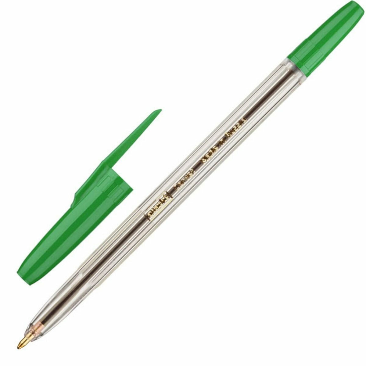 Ручка шариковая Attache Corvet (0.7мм, зеленая, корпус прозрачный), 50шт.