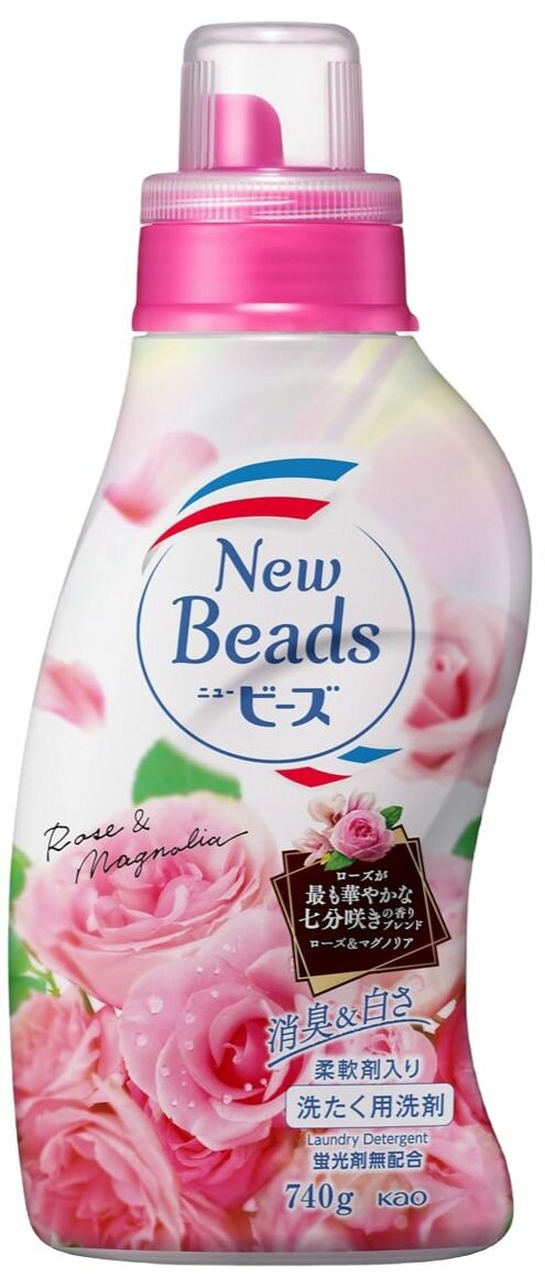 KAO Attack New Beads Концентрированный гель для стирки с кондиционером  с ароматом розы  740г