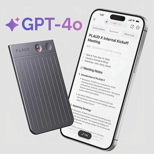 Диктофон с искусственным интеллектом PLAUD NOTE ChatGPT4 64Gb Black 24689₽
