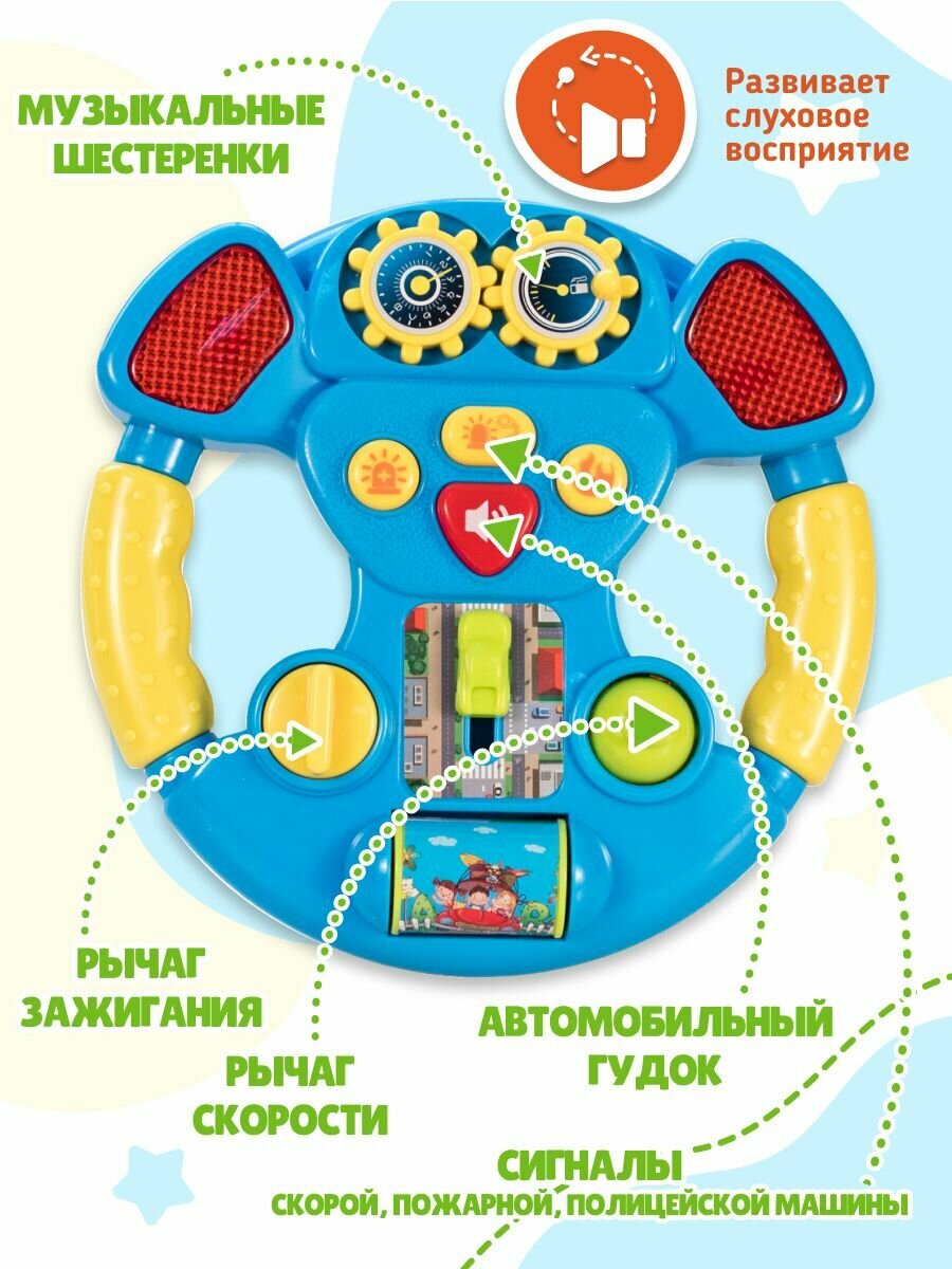 Обучающая развивающая музыкальная игрушка "Руль детский" для малышей от бренда Mommy Love — фото 1