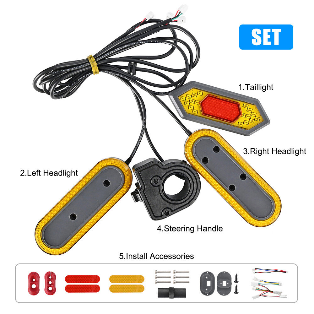 Электроскутеры Xiaomi Светодиодный указатель поворота для электросамоката, задний фонарь, фара с рулевой ручкой, совместимая с электросамокатом Xiaomi M365 Pro Pro2