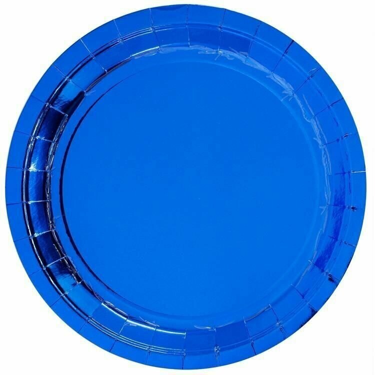 Одноразовая посуда для праздника, Весёлая затея, Тарелка фольг синяя 23см 6шт