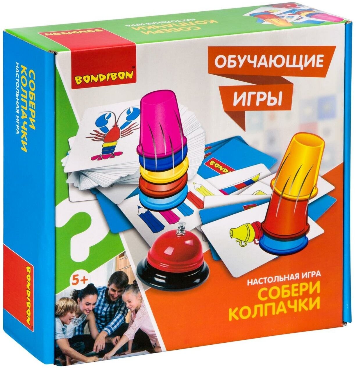 Обучающие игры Bondibon Настольная игра "собери колпачки", BOX 25х7x25 см