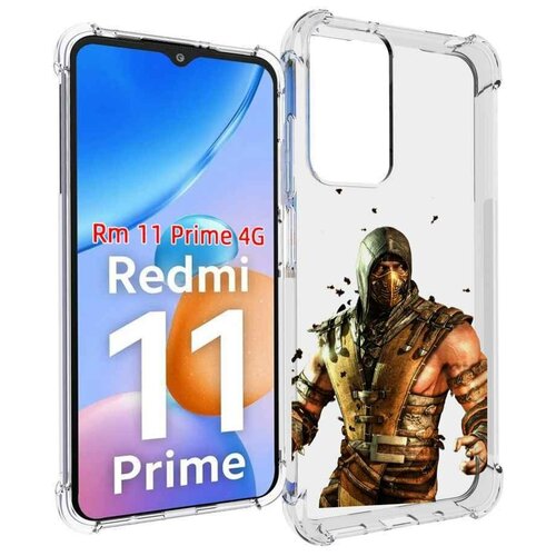 Чехол MyPads Mortal Kombat scorpion для Xiaomi Redmi 11 Prime 4G задняя-панель-накладка-бампер