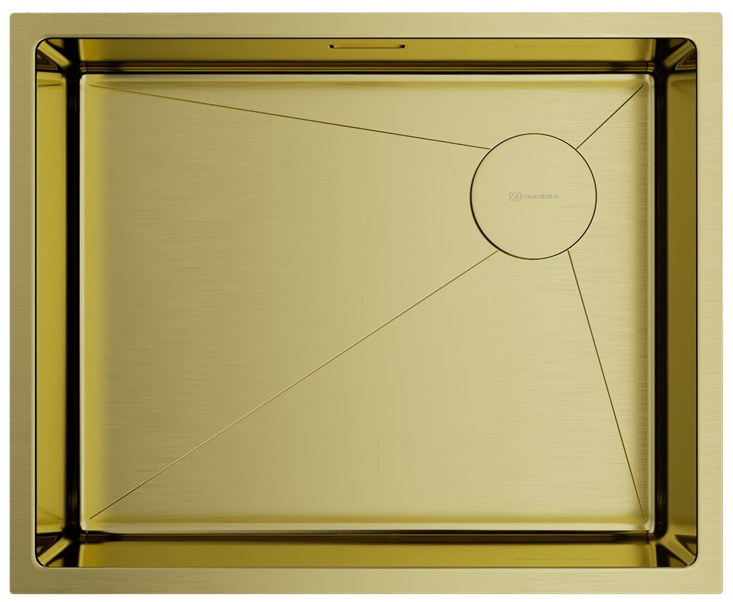 Интегрированная кухонная мойка 54 см, OMOIKIRI Taki 54-U/IF SIDE SF, матовое светлое золото - фотография № 1