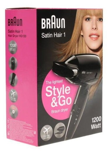 Фен BRAUN HD130 Satin Hair 1 Style&Go - фотография № 7