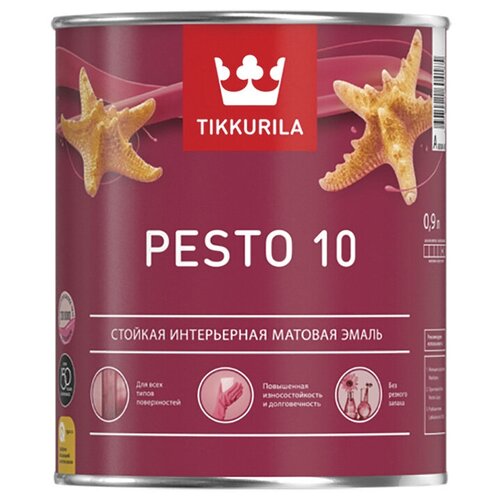 Эмаль алкидная стойкая матовая Pesto 10 (Песто 10) TIKKURILA 0,9 л бесцветная (база С)