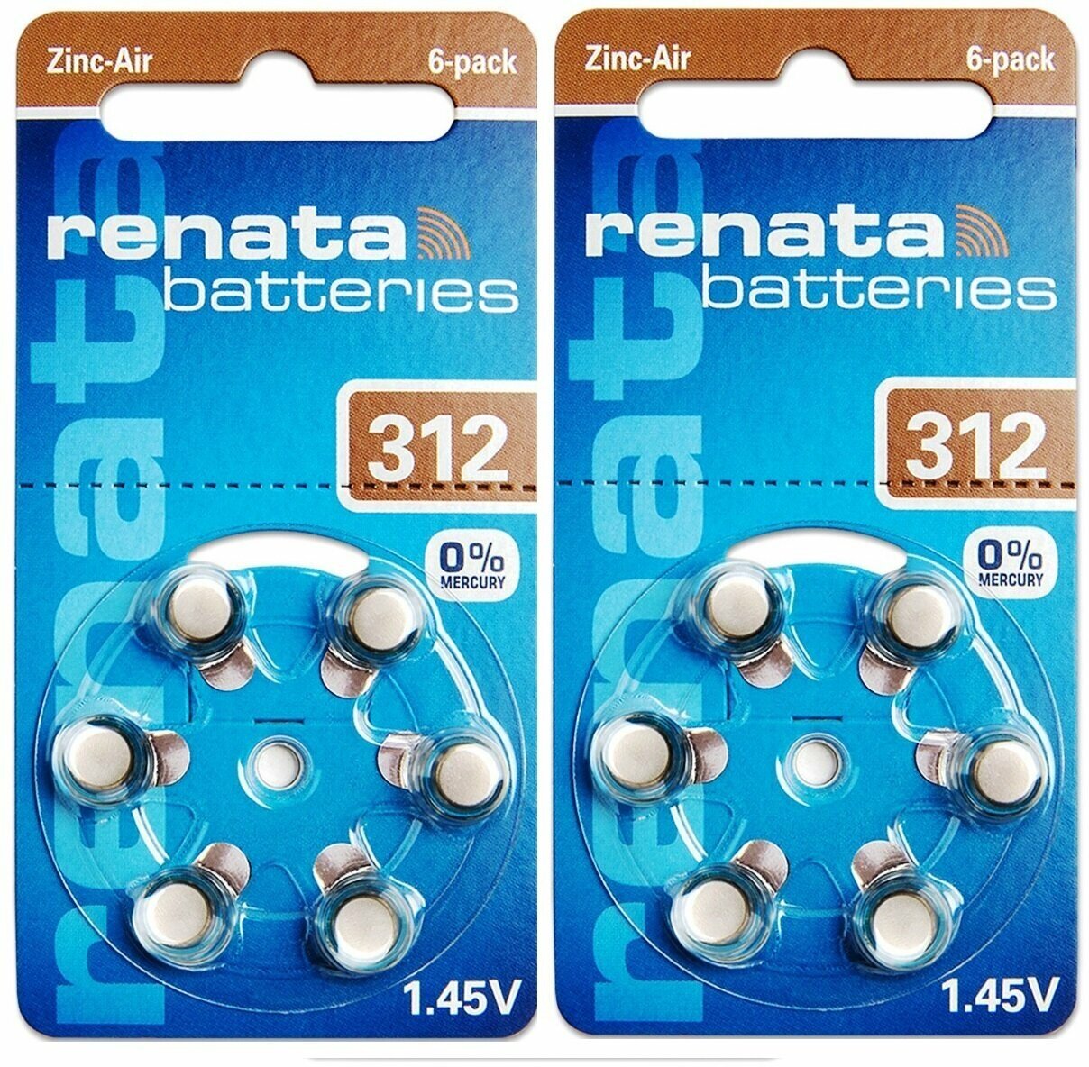 Батарейки для слухового аппарата Renata ZA312 12 шт