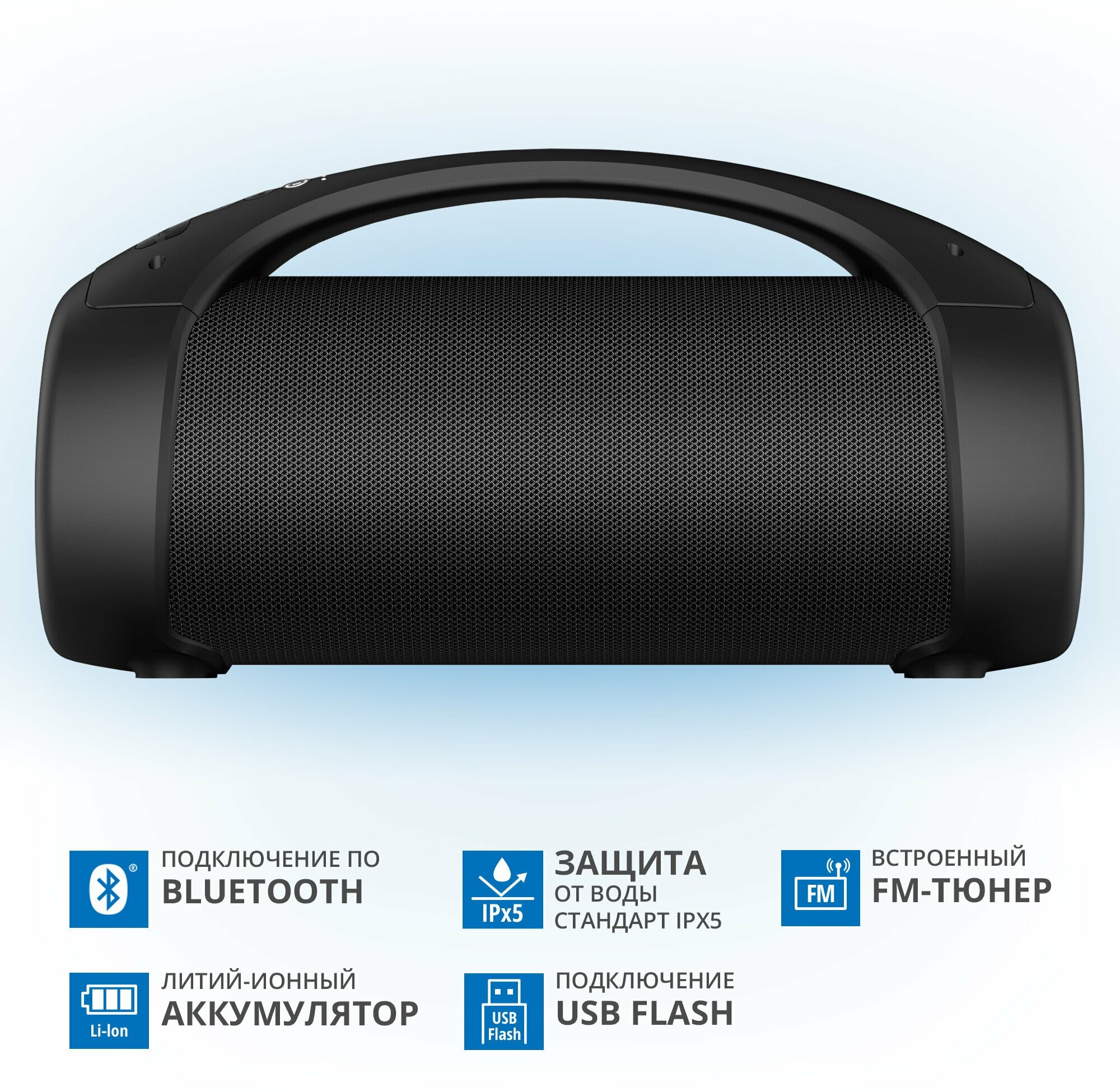 АС PS-370, черный (40 Вт, Waterproof (IPx5), TWS, Bluetooth, FM, USB, microSD, 3600мА*ч)