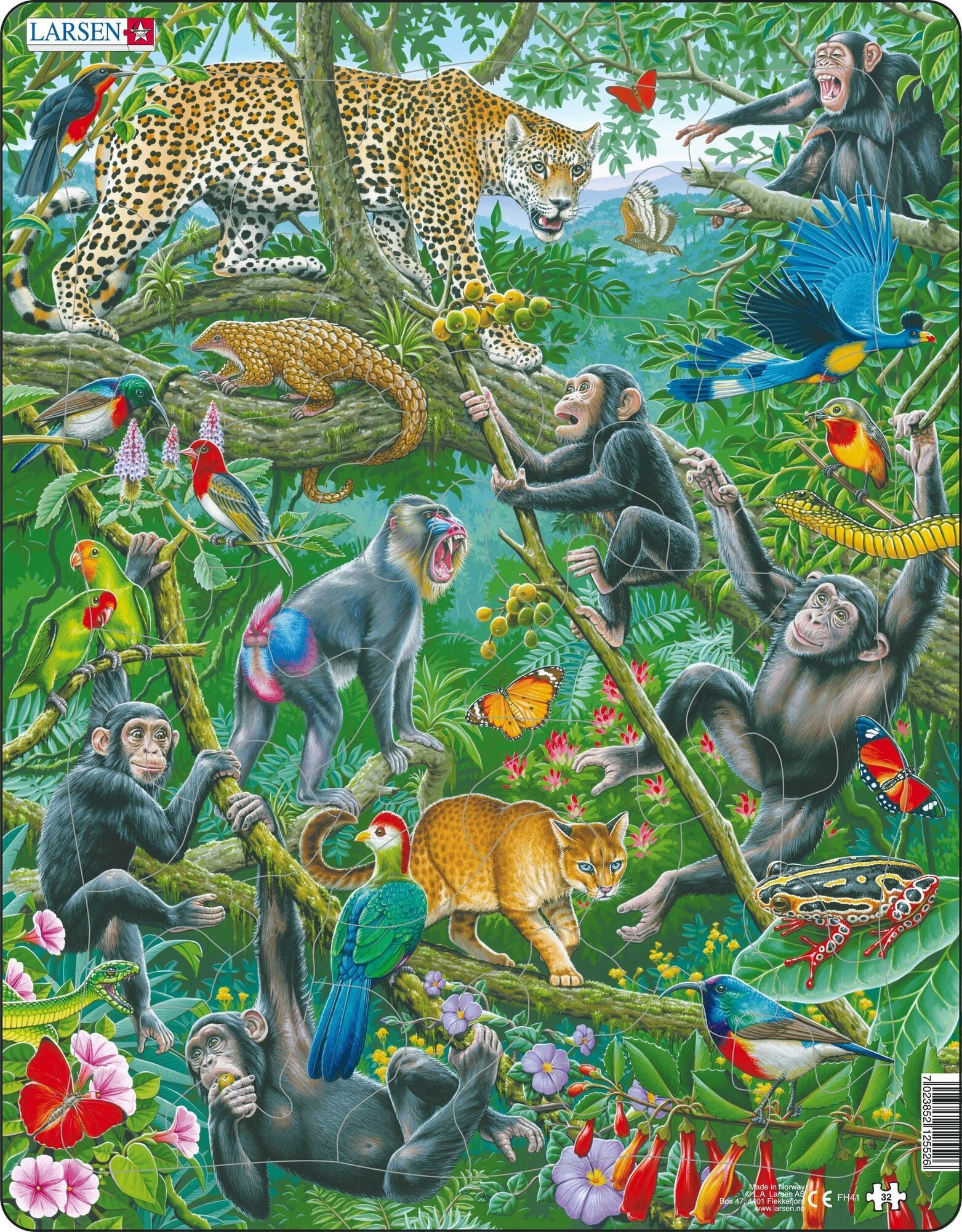 Пазлы для детей Larsen "Животные Африки", 32 элемента, FH41