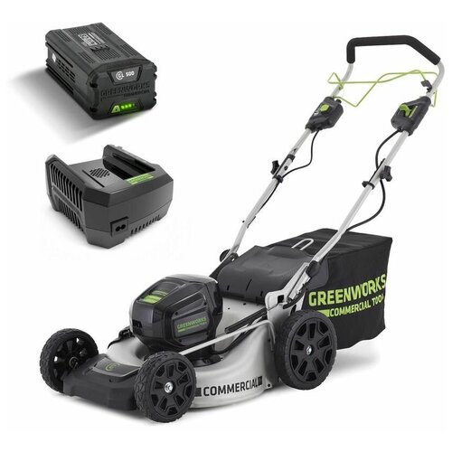 Газонокосилка аккумуляторная самоходная Greenworks 82V,51 см, б/щ (АКБ 5 Ач. и ЗУ) газонокосилка al ko moweo 46 5 li energy flex без акб и зу