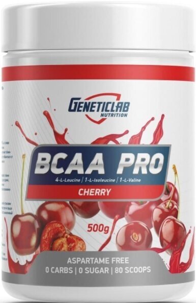 Аминокислоты BCAA (БЦАА), Geneticlab Nutrition, BCAA Pro, 500 г, Вишня