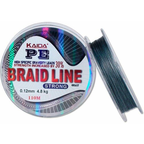 KAIDA Плетеный шнур BRAID LINE strong зеленая 100m 0,12 мм 4,8кг плетенка kaida braid line