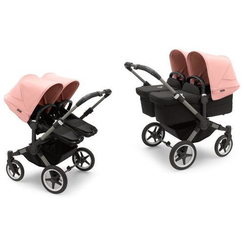 Детская коляска 2 в 1 для двойни и погодок Bugaboo Donkey5 Twin Graphite/Midnight Back/Morning Pink