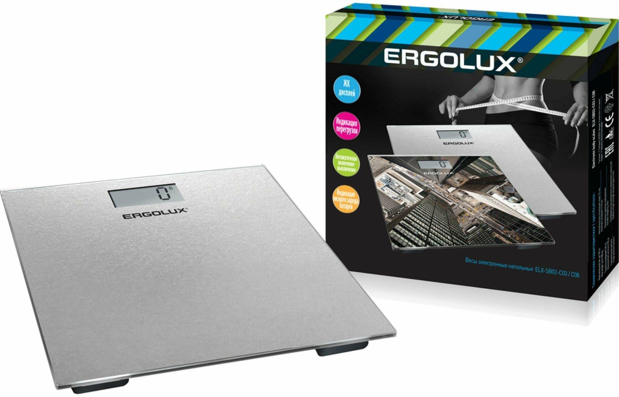 Весы напольные Ergolux ELX-SB02-C03, серебристый