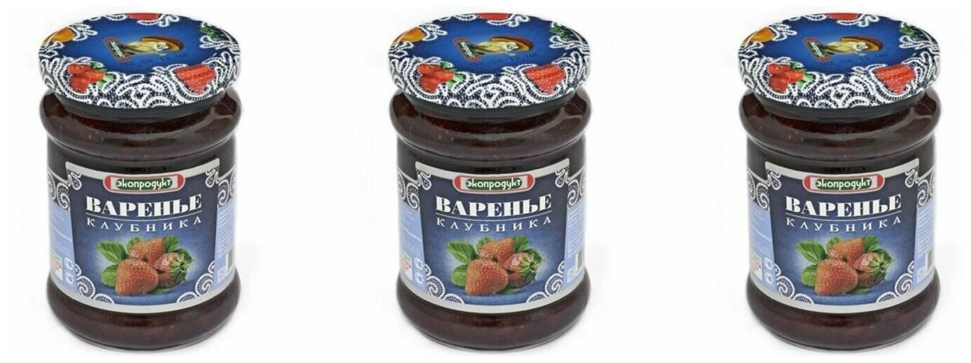 Экопродукт Варенье десертное Клубника, 325 г, 3 шт