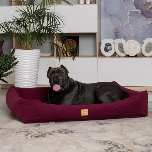 Лежанка для собак со съемным чехлом IvPetRoom Comfort XL 120x90 микровелюр бордовый