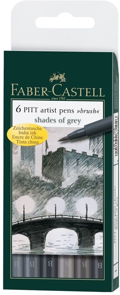 Капиллярная ручка Faber Castell Набор капиллярных ручек оттенки серого PITT ARTIST PEN BRUSH
