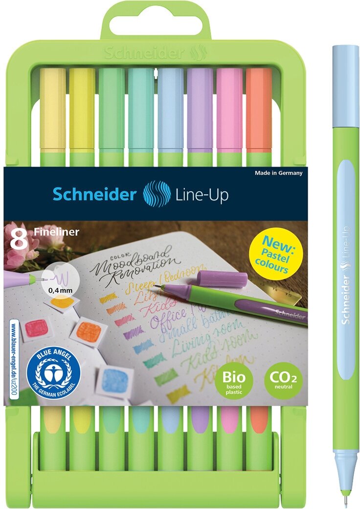 Набор капиллярных ручек Line-Up Pastel, 8 цветов, пастель Schneider - фото №13