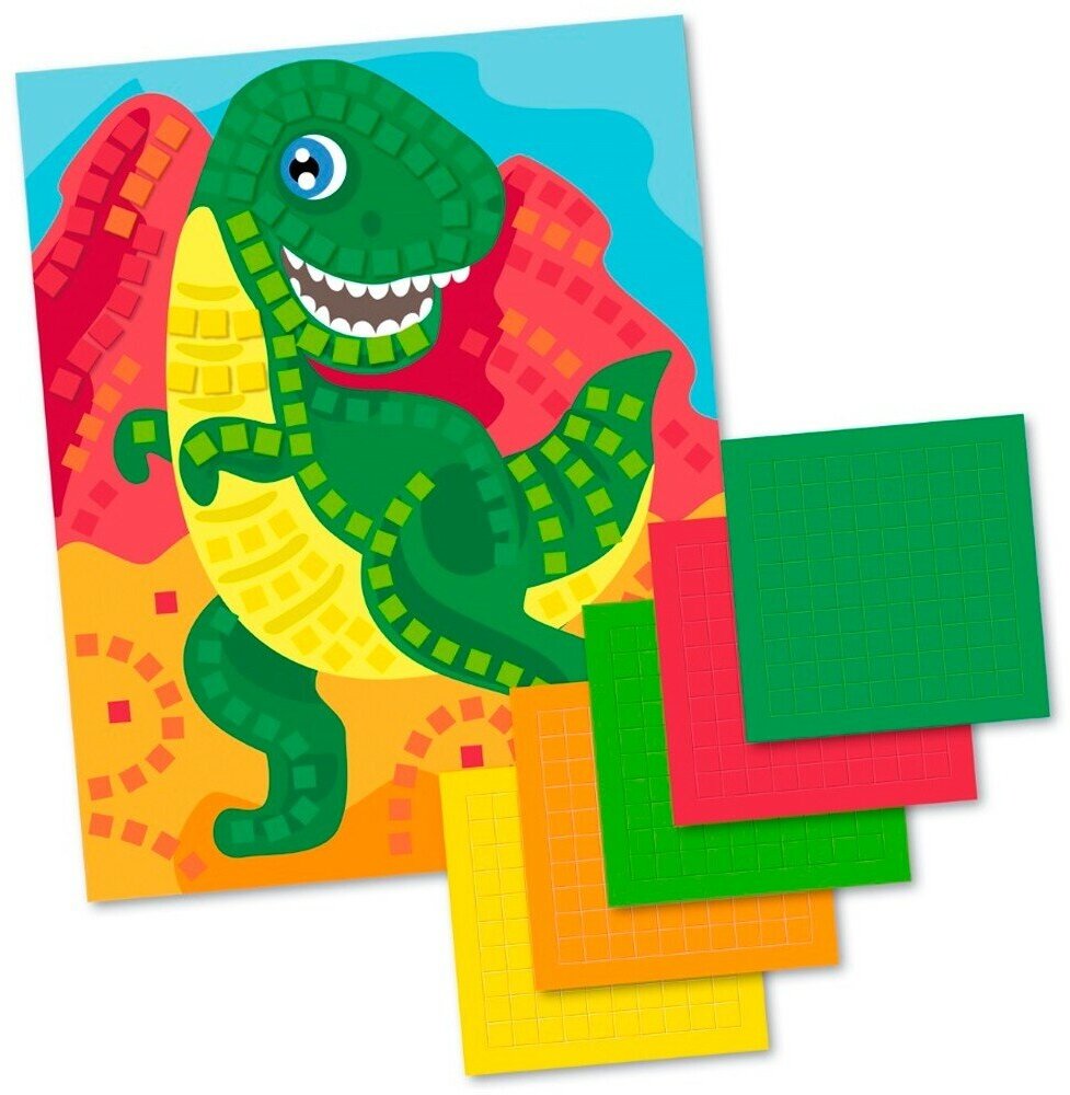 Аппликация Десятое Королевство "Динозавр" (5 цветов, 250 элементов) (02801)