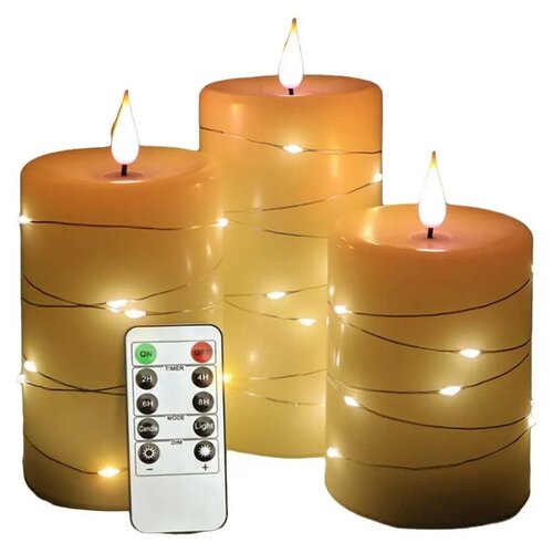 Свечи новогодние, набор свечей LED Elementary Candle гирлянда, вечные светодиодные свечи для декора, 3 штуки