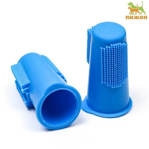 Набор двухсторонних резиновых напальчников для чистки зубов животных 2 шт микс цветов 366₽