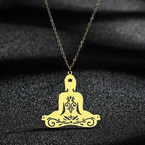 фото Подвеска "медитация будды"- амулет духовных практик, йоги на цепочке, золотистый цвет ёлкиндом