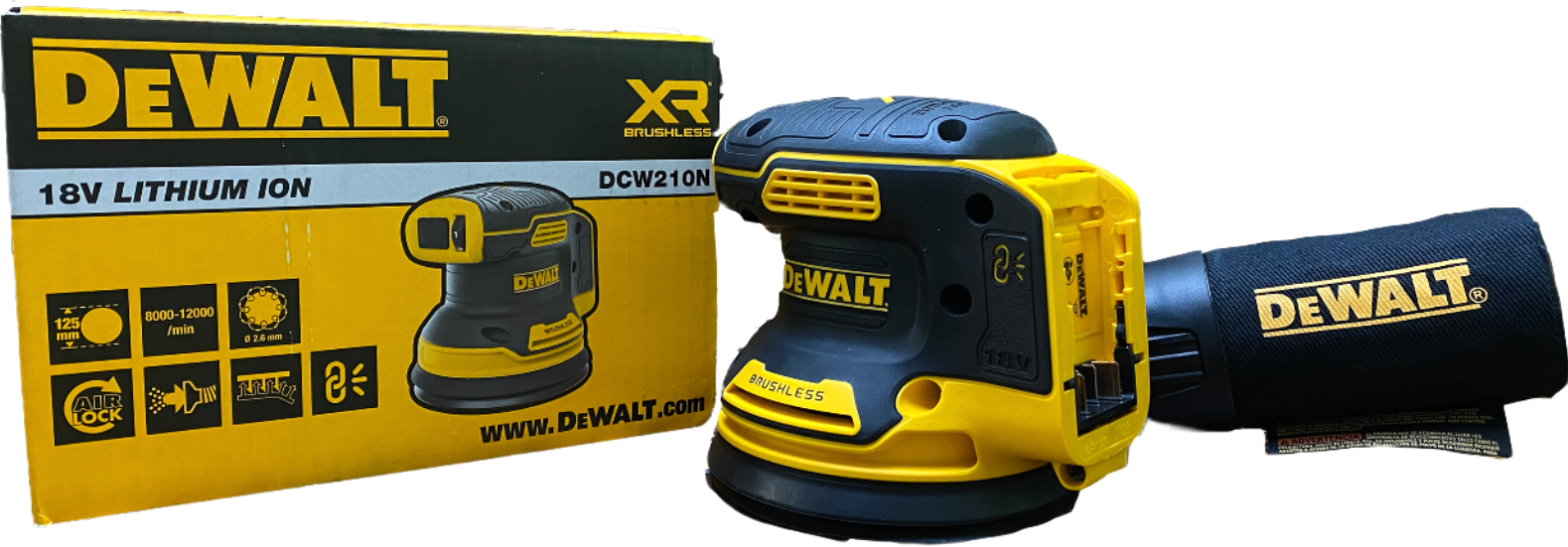 Машина шлифовальная эксцентриковая DeWalt DCW210N (б/акк,б/зу) - фото №6