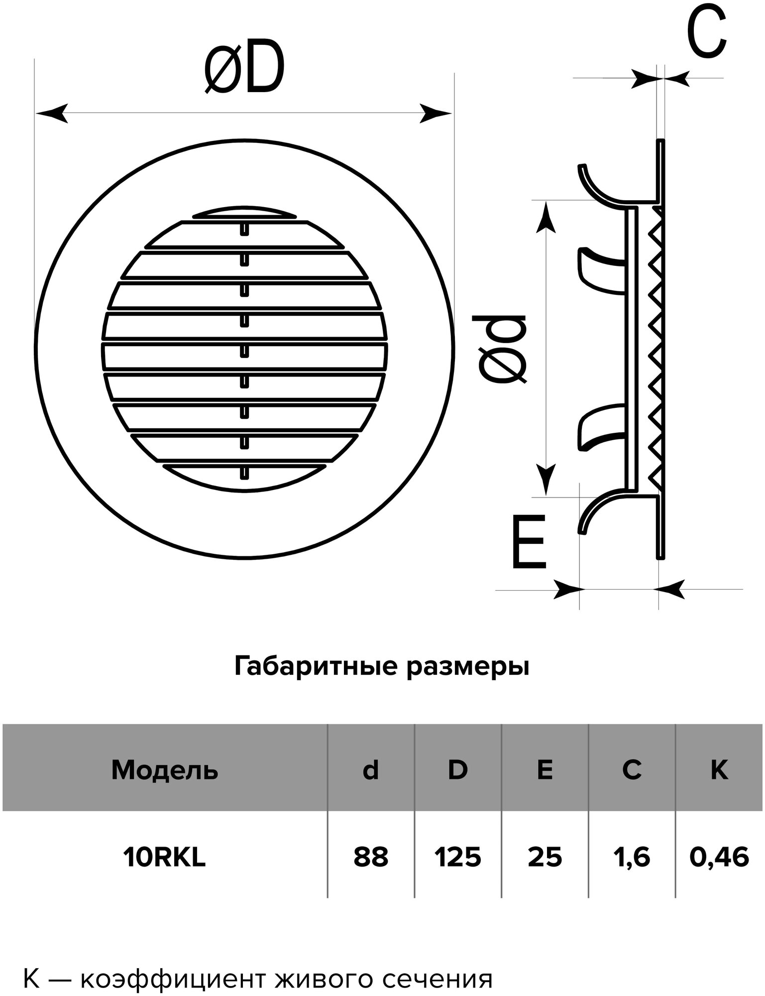 Вентиляционная решетка ERA 10RKL белый