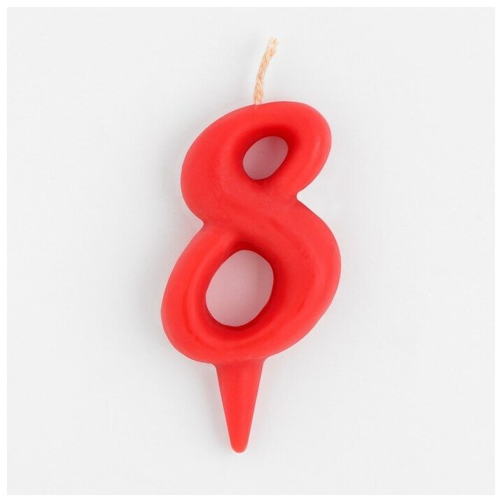 Свеча для торта цифра "Овал" "8", красная, 7 см - фотография № 2