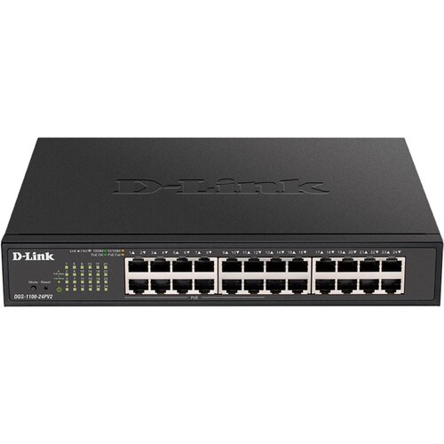 D-Link DGS-1100-24PV2/A3A Настраиваемый L2 коммутатор c 24 портами 10/100/1000Base-T d link коммутатор d linjk dgs 3000 52x b2a l2 managed switch with 48 10 100 1000base t ports and 4 10gbase x sfp ports 16k mac address 802 3x flow control 4k of 802 1q vlan vlan trunking 802 1p priority queues t