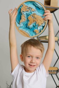 Раскраска 3D - "Карта мира" / Подарочный набор для творчества взрослым и детям / Полный комплект