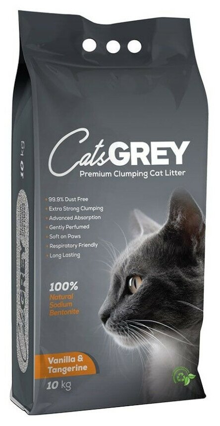 Cat's Grey Vanilla&Tangerine комкующийся наполнитель с ароматом ванили и танжерина - 10 кг