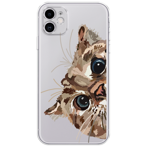 Силиконовый чехол на Apple iPhone 11 / Айфон 11 Любопытный кот, прозрачный