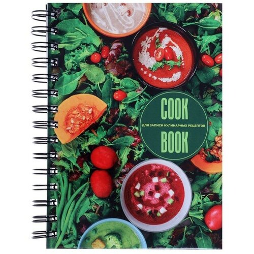 Книга для записи кулинарных рецептов А5, 80 листов на гребне Супчики, твeрдая обложка, цветные разделители