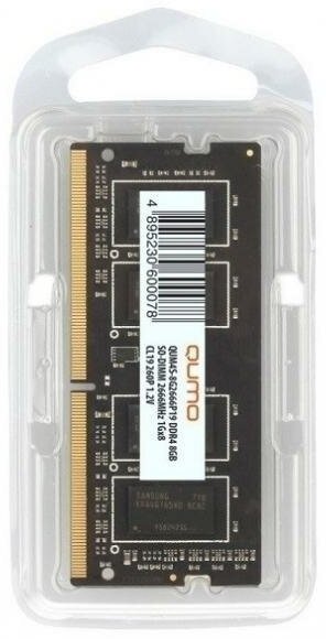 Оперативная память QUMO DDR4 SODIMM 8GB PC4-21300, 2666MHz (QUM4S-8G2666P19)
