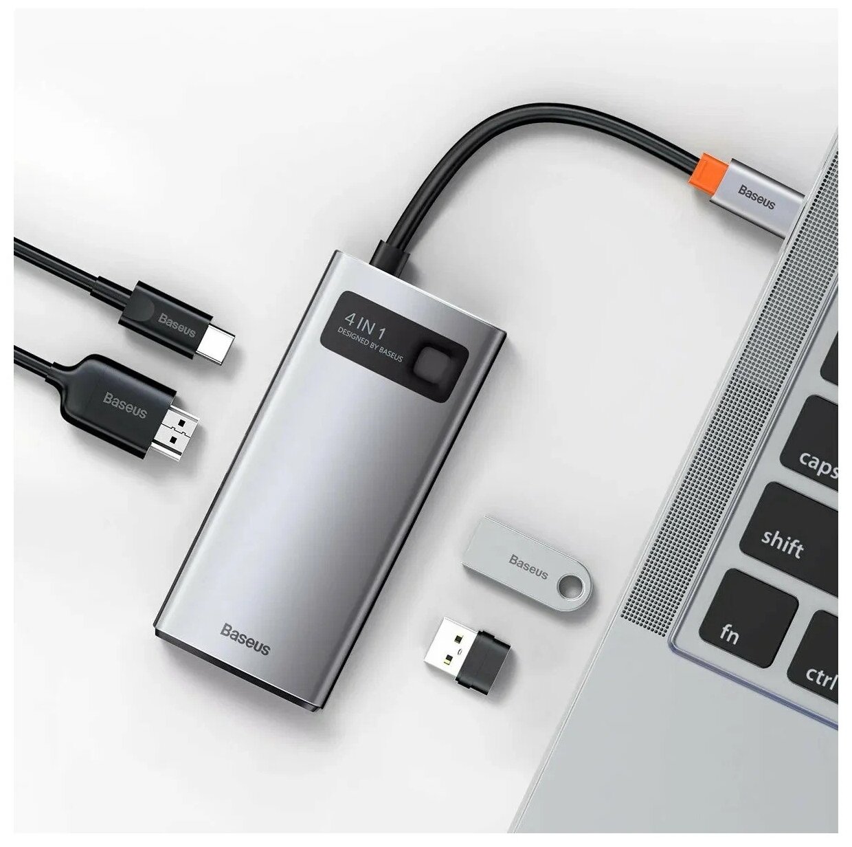 USB-концентратор Baseus Metal Gleam (CAHUB-CY0G) разъемов: 3