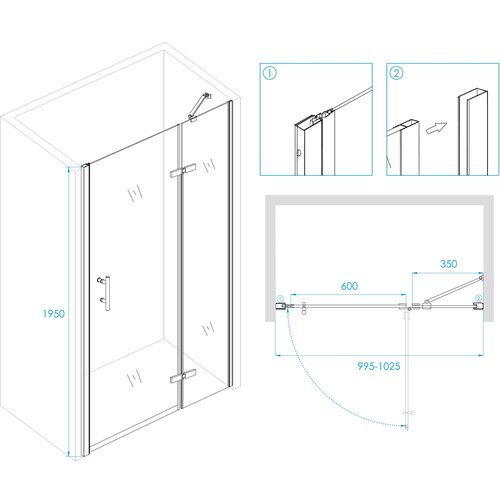 Душевая дверь RGW Passage PA-07B R 100x195 профиль чёрный, стекло прозрачное 41080710-84R