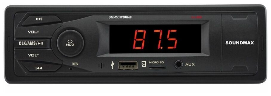 Автомагнитола Soundmax SM-CCR3064F 1DIN 4x40Вт