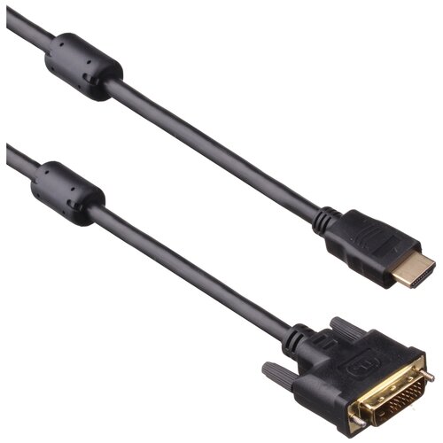 кабель hdmi dvi d exegate ex cc hdmim dvi2m 1 5 19m 24 1 m dual link 1 5м позолоченные контакты ex294672rus Кабель ExeGate HDMI - DVI Dual Link, EX-CC-HDMIM-DVIM, 3 м, черный