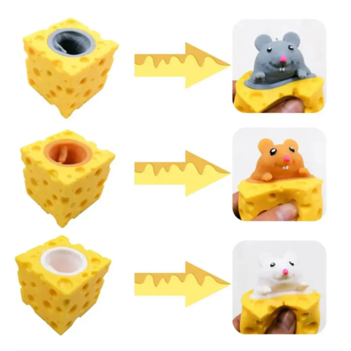 Набор из 3 Мышек в Сыре Антистресс детская антистресс развивающая игрушка для малышей мышка в сыре мялка серая