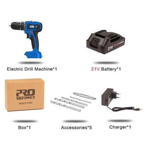 Шуруповерт PROSTORMER 21В 2Ач PSBD2102 PTET009A 499000₽